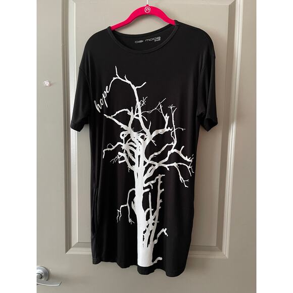Dai Moda Hope T-shirt Mini Dress Black with White Tree of Hope - Size Small - Picture 6 of 8